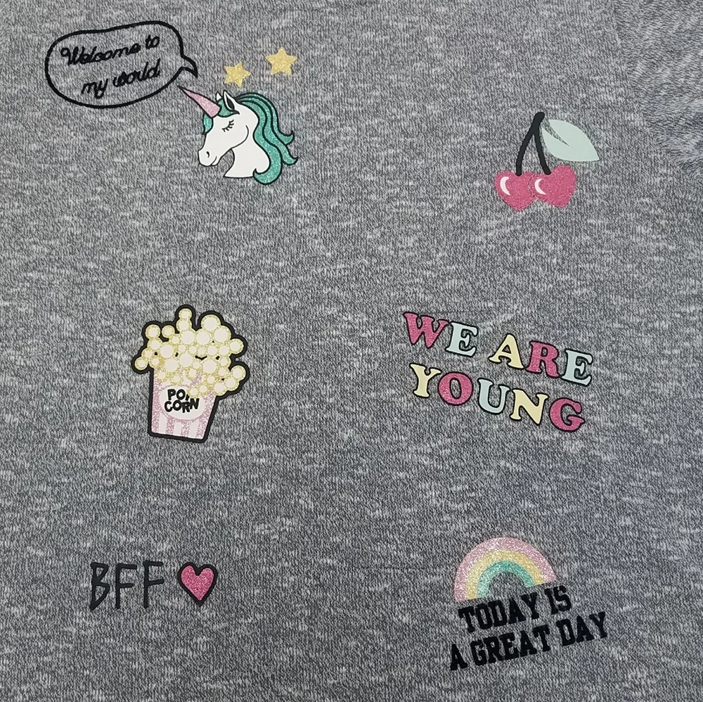 H & M Fine-knit Unicorn Popcorn Rainbow Printed Sweater